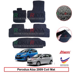 Perodua Alza 2009 12mm Custom Fit Pre Cut PVC Coil Floor Mat Anti Slip Carpet Nail Spike (Black) (Kawata Made in Malaysia)